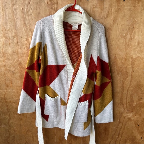 Jen’s Pirate Booty Freedom Star Cardigan Rust Yellow Reversible Holiday Sweater - Picture 5 of 15